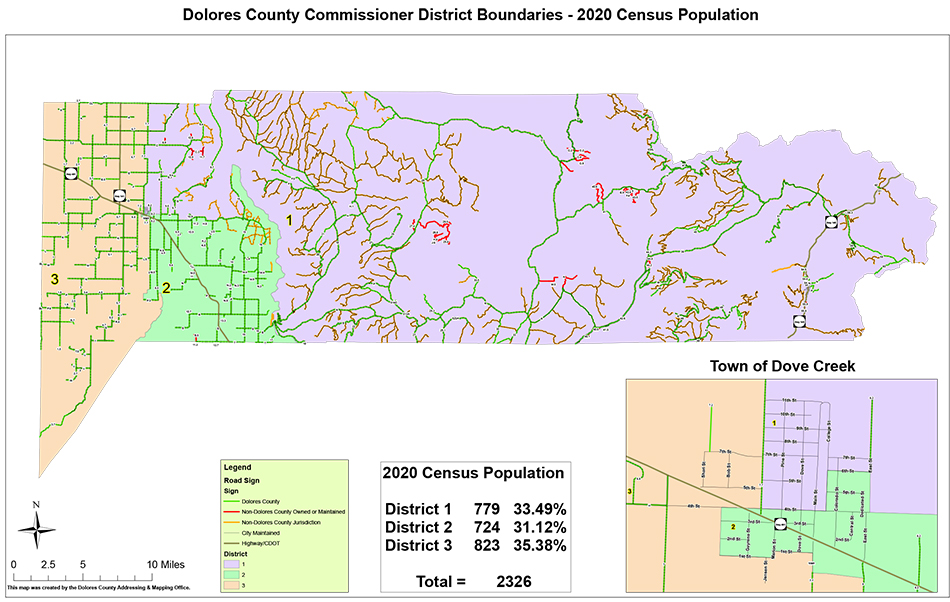 Map of Dolores County Commissioner Districts